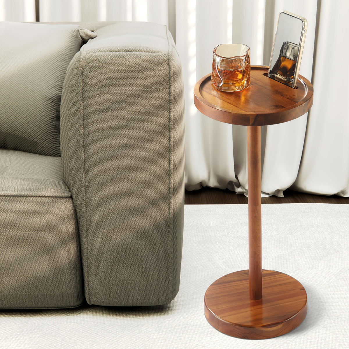 NAGAWOOD versatile round end table for living spaces and RVs.