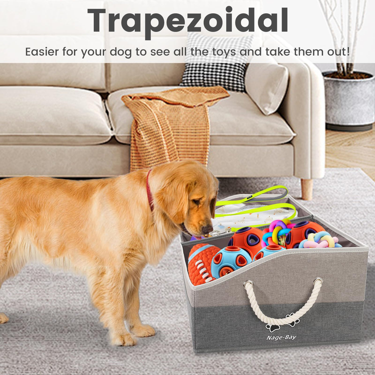 Nage-Bay living room organizer basket stores toys and essentials neatly.