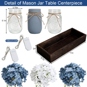 Nagobi mason jar centerpiece with glass jars and faux hydrangeas elevates tabletops