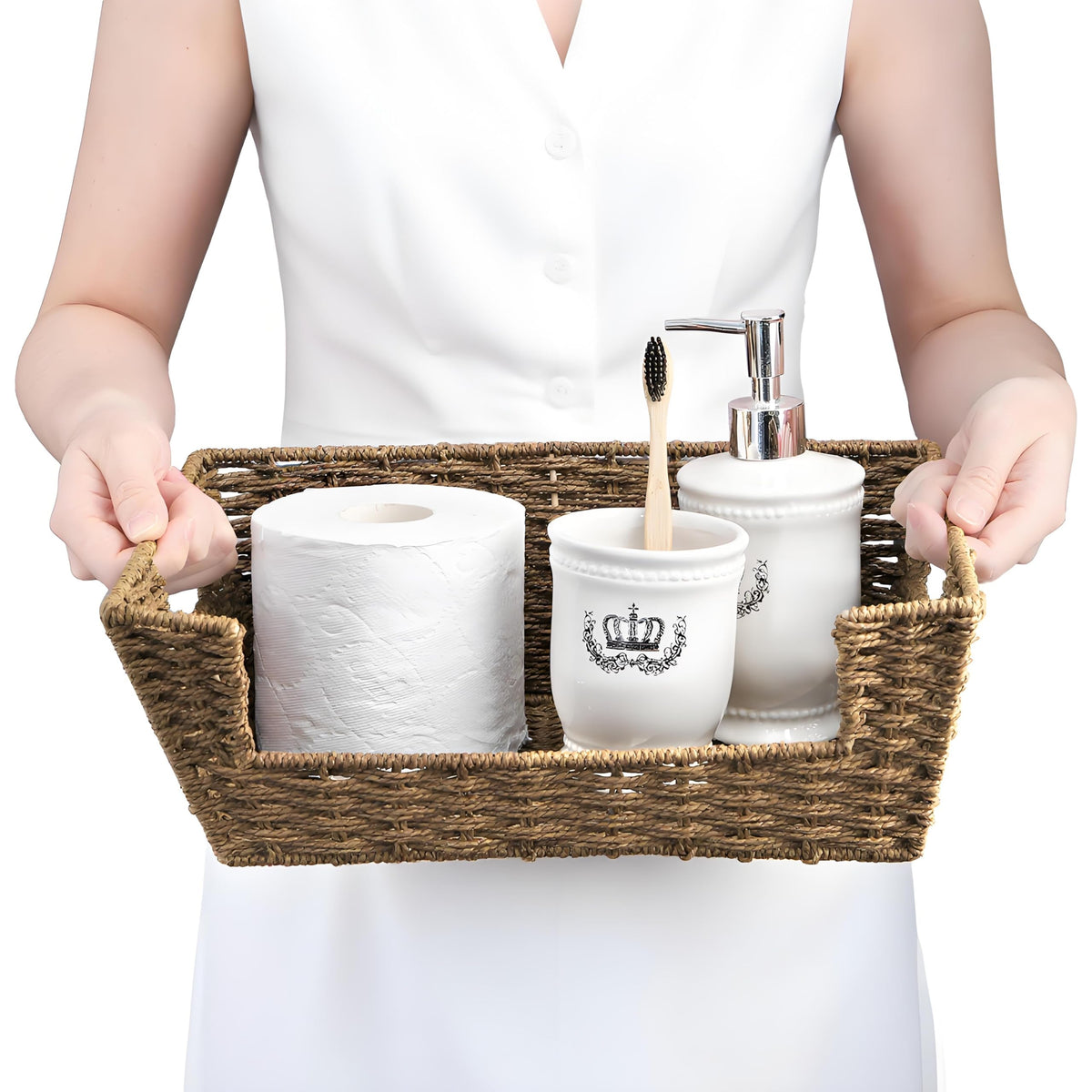 Nagpew paper rope woven bin with sturdy metal frame