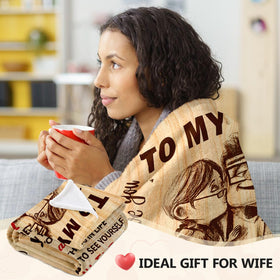 NAIREG wife birthday blanket draped over couch for cozy ambiance.