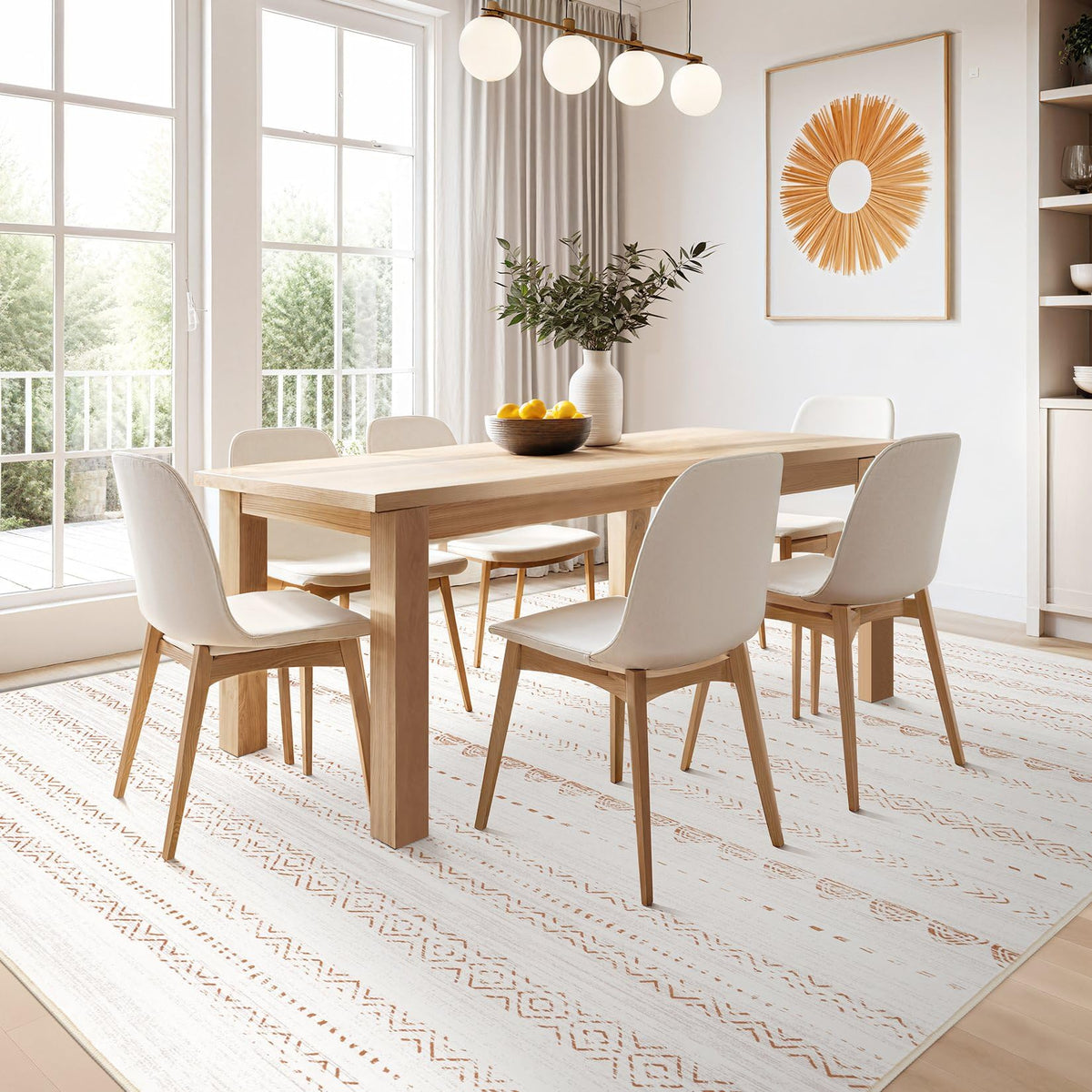 Nakagishi cream brown rug creates cozy ambience in bedrooms and offices