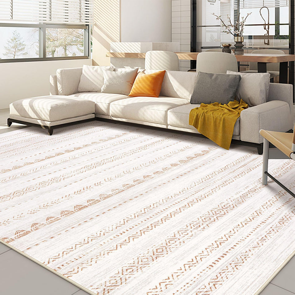Nakagishi area rug 5x7 living room closeup shows soft texture for family comfort