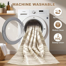 Nakagishi machine-washable rug keeps daily cleanup quick and simple.