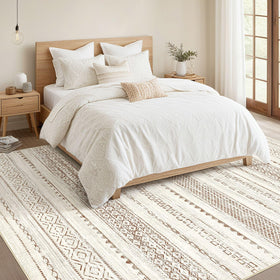 Nakagishi stain-resistant polyester rug resists spills and is easy to wipe.