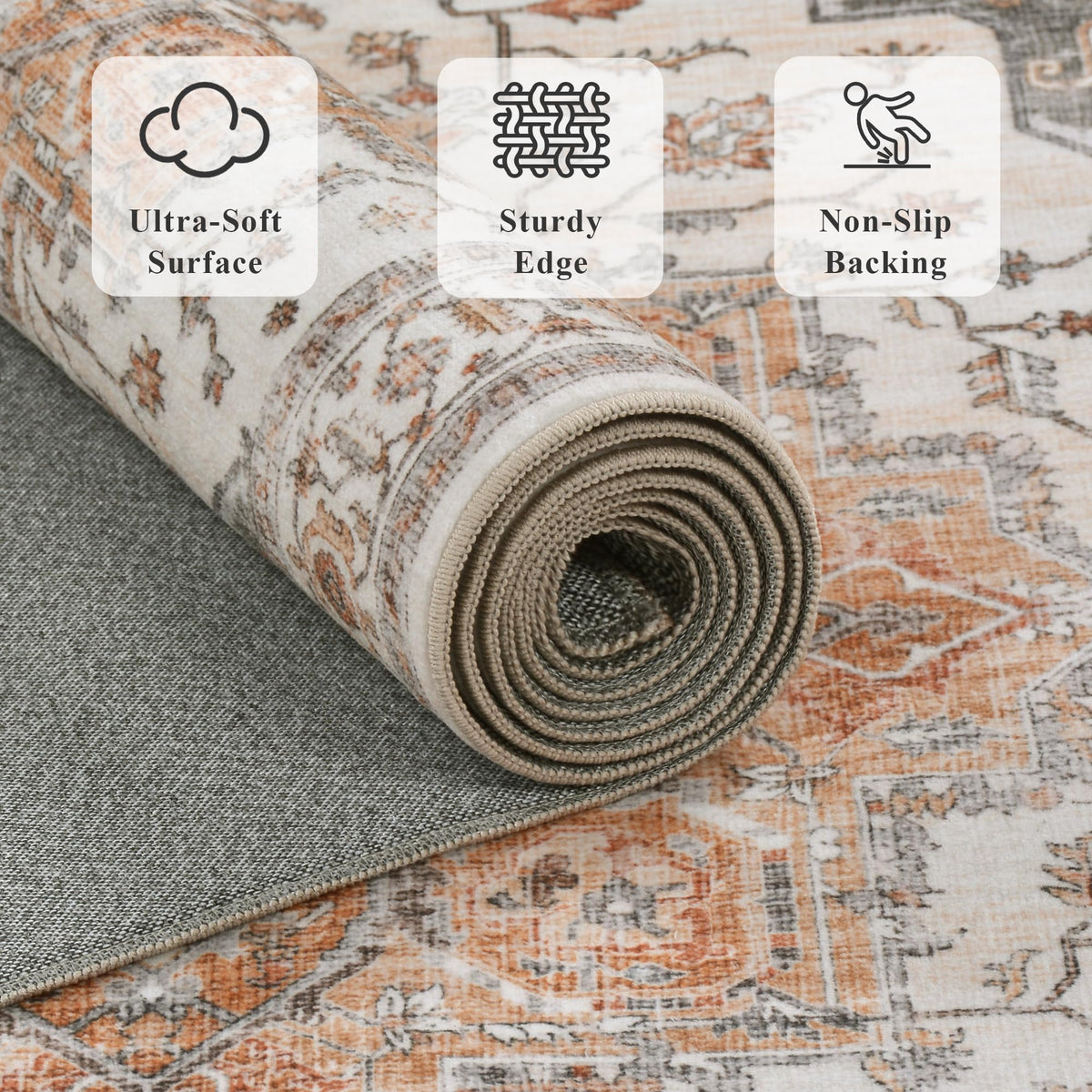 NakedCloud non-slip backing keeps the rug securely in high-traffic rooms.