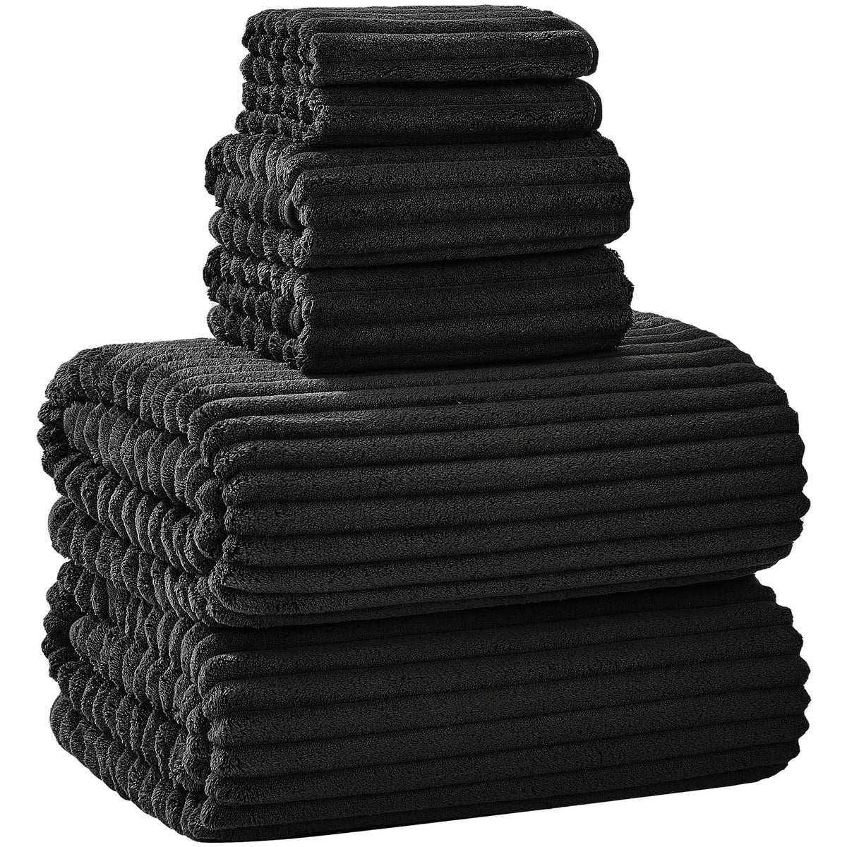 NALIVO 6-piece extralarge bath towel set front view for full-body drying after shower.