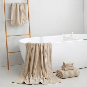 NALIVO beige bath towel set ultra-soft microfiber for daily spa-like drying