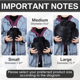 Namalu knot pillow ball black 20cm side angle enhances sofa texture and comfort.