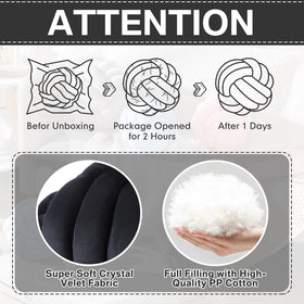 Namalu soft knot pillow ball black dual-pack offers interchangeable use.