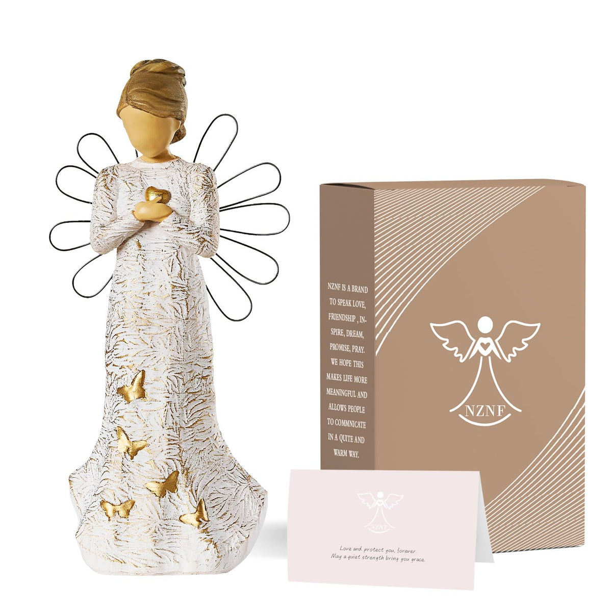 NAN ZAI NAN FANG prayer hands angel with soft silhouette for reflection.