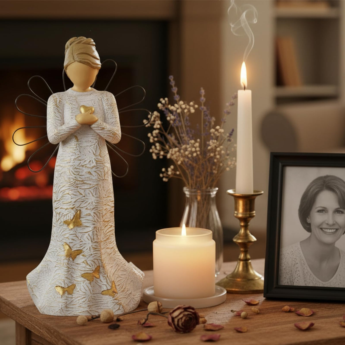 NAN ZAI NAN FANG remembrance angel wings design enhances serene home remembrance.