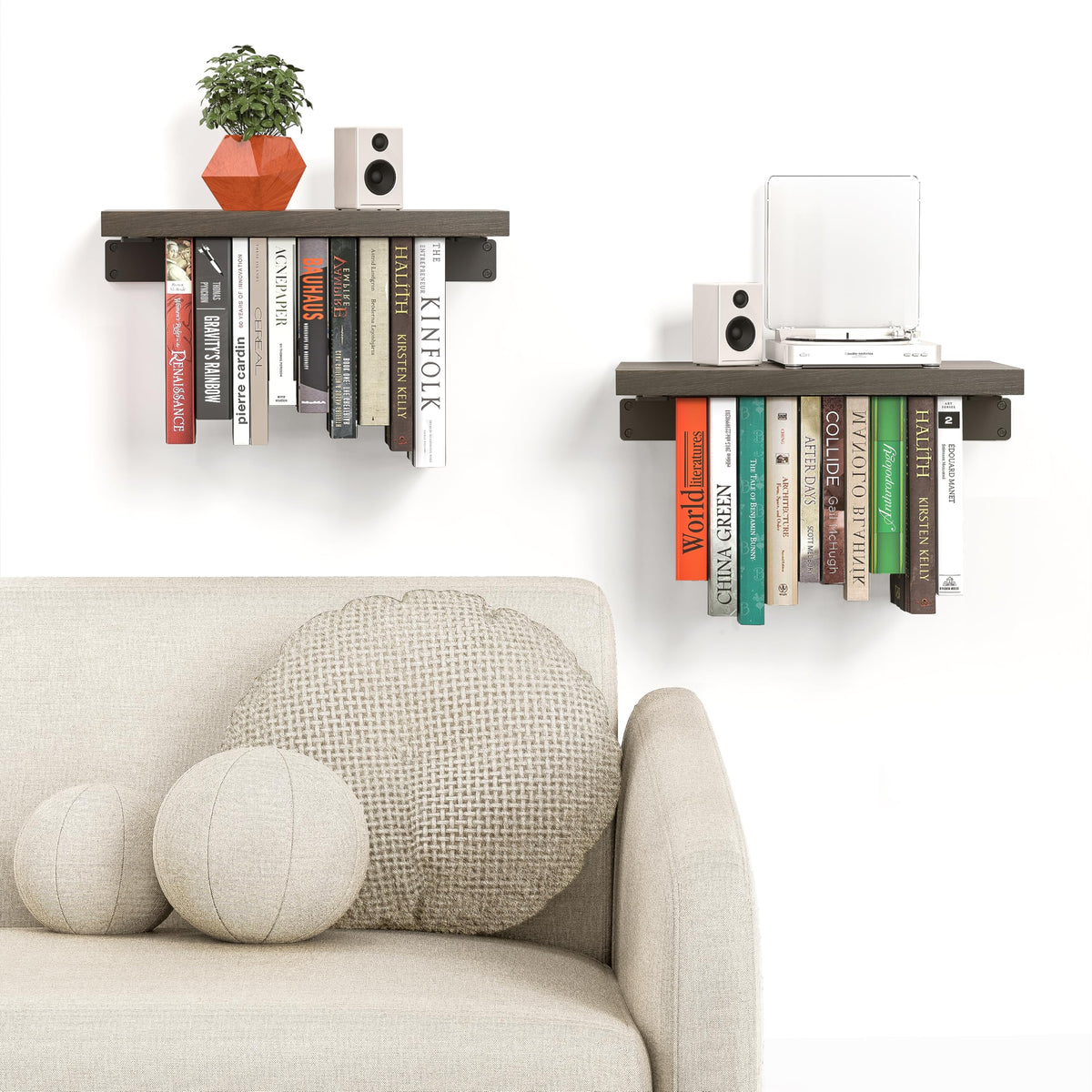 NANATI elastic-band support system provides stable, flexible shelf mounting.