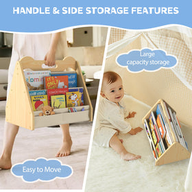 NANATI portable toddler bookshelf with handle supports quick room rearrangement