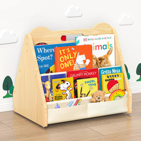 NANATI solid pine kids bookshelf with double sided design for easy access to books