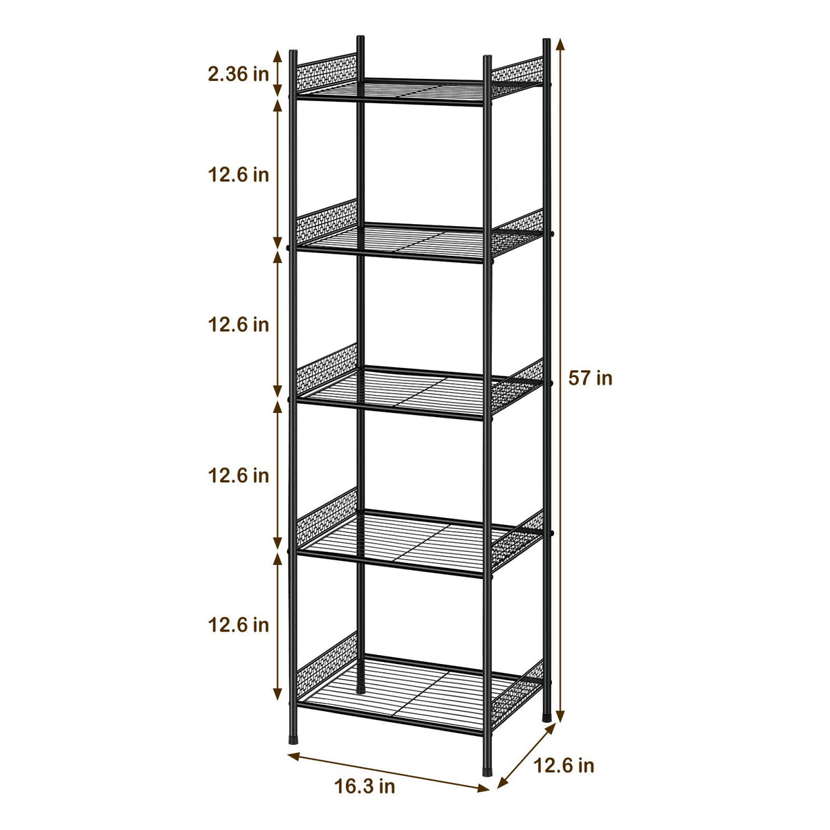 Nandae 5-tier shelf assembled in a kitchen for organized essentials.