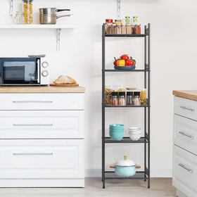 Nandae 5-tier shelf height at 57 inches fits tall items nicely.