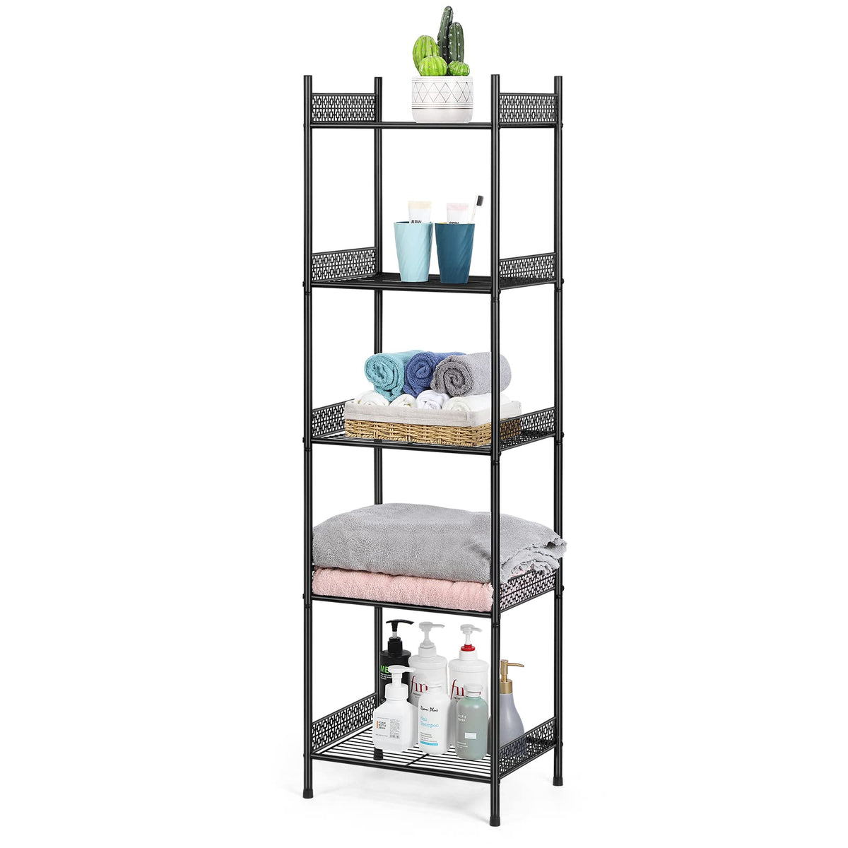 Nandae 5-tier bathroom storage shelf front view for space-saving organization.
