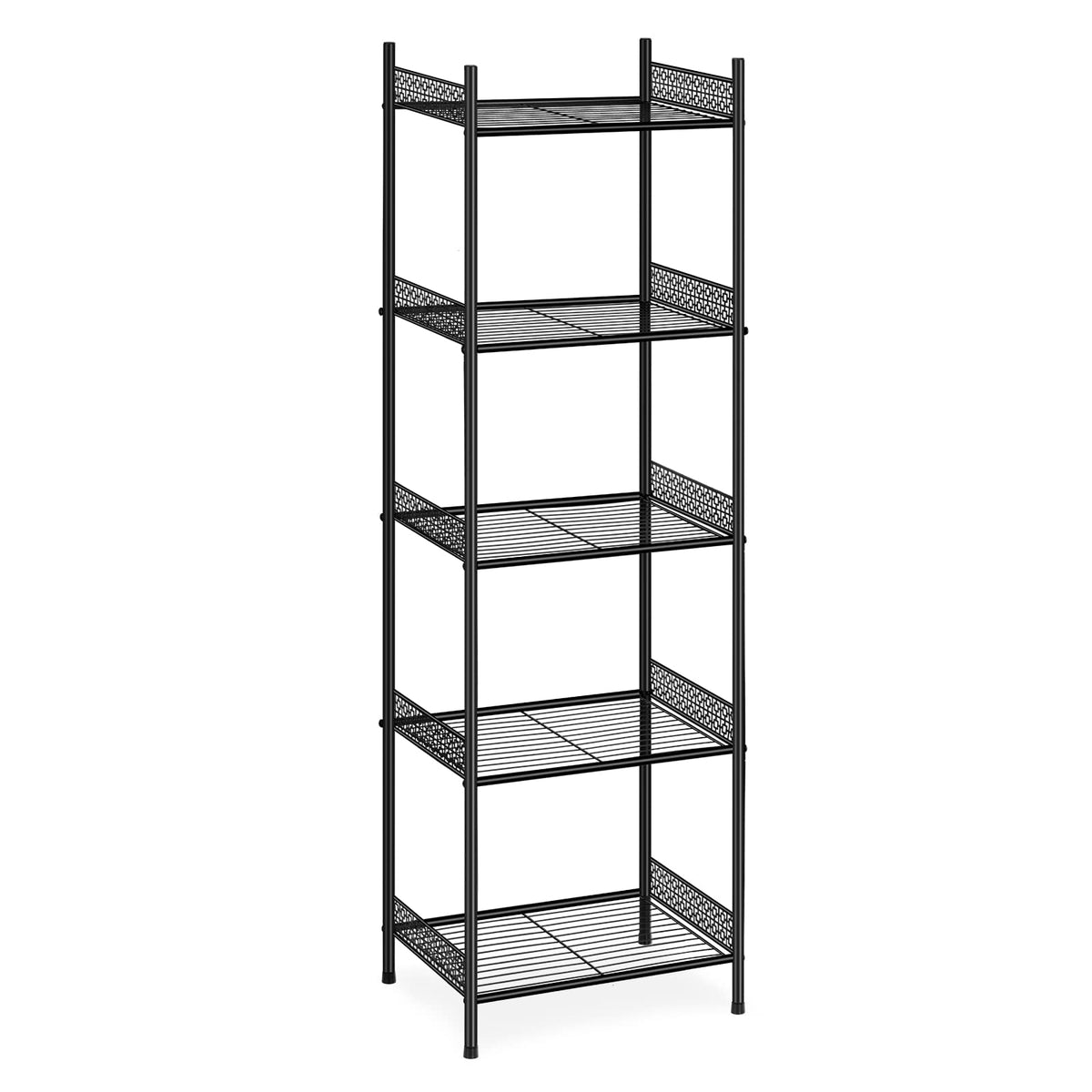 Nandae 5-tier shelf side panel highlights sturdy metal frame and anti-rust finish.