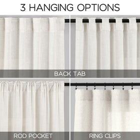 Nanspring back-tab drapery close-up with textured linen blend and versatile hanging options.