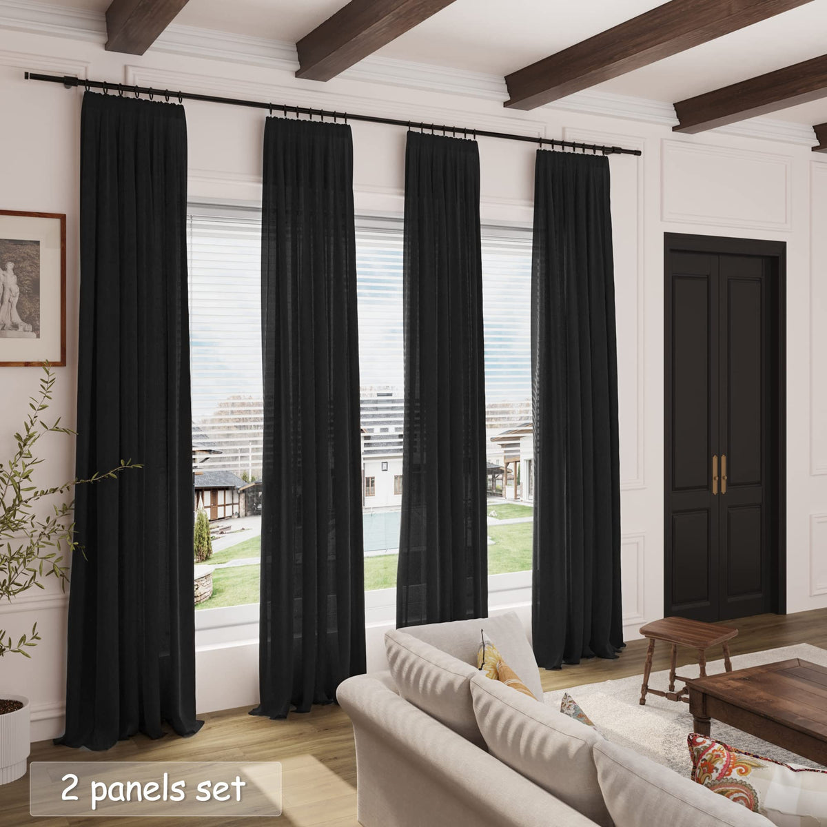 Nanspring black linen curtains bedroom decor for modern farmhouse vibe