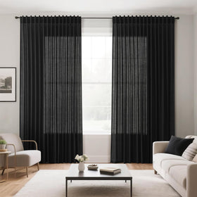 Nanspring black linen curtains machine-washable for easy maintenance