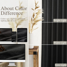 Nanspring black linen curtains linen-blend texture adds casual charm