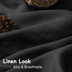 Nanspring black linen curtains loop-pocket mounting enables versatile setup