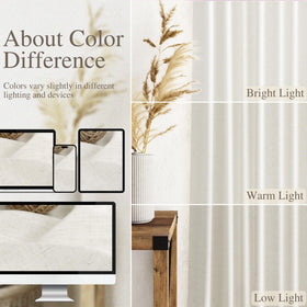 Nanspring two-panel cream linen curtains set creates airy, versatile window coverage.
