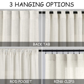 Nanspring cream linen curtains light filtering room softly diffuses daylight.