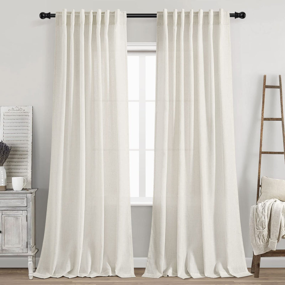 Nanspring cream linen curtains panels 52x90, soft texture with natural light diffusion.