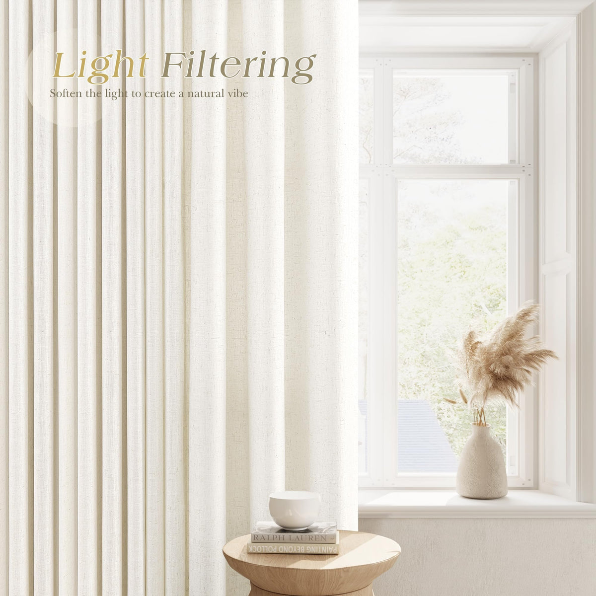 Nanspring curtains grommets closeup 1.6 inch for smooth sliding