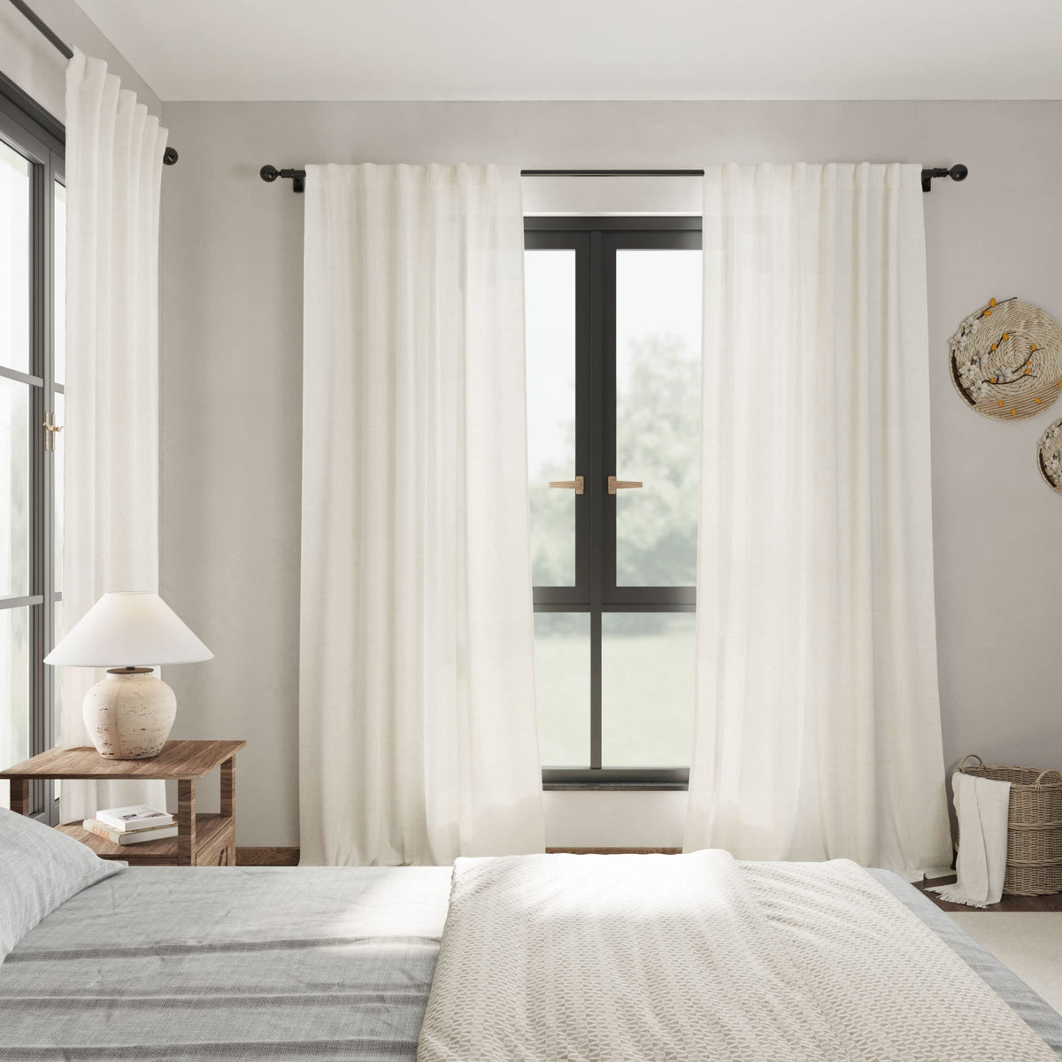 Nanspring easy-care linen curtains machine washable for convenience