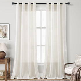 Nanspring linen blend closeup texture in cream for cozy ambience