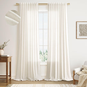 Nanspring linen curtains 52x96 back-tab hanging detail for a clean, modern look.