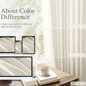 Nanspring linen curtains in a sunlit living room provide bright privacy.