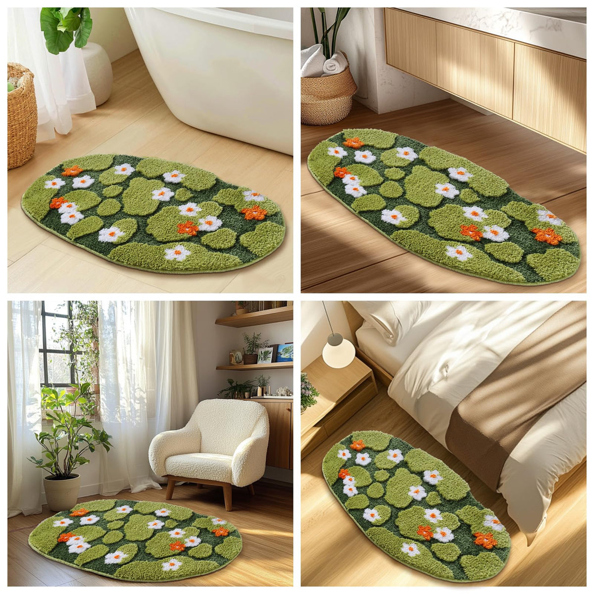 Naoloture gift-worthy moss bath rug for housewarmings and occasions.