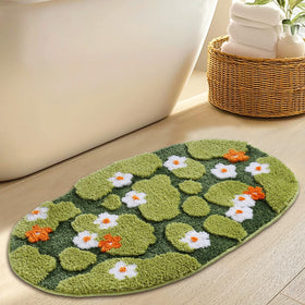 Naoloture green 3D moss pattern bath rug adds a natural touch to your bathroom.