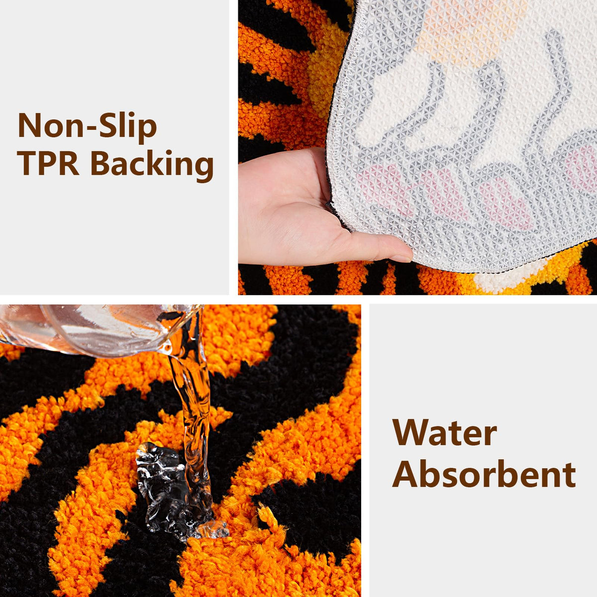 Naoloture tiger rug in bedroom adds warmth and charm.