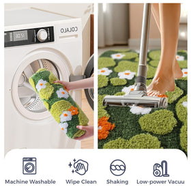 Naoloture shower-floor moss mat provides soft, quick-drying coverage.
