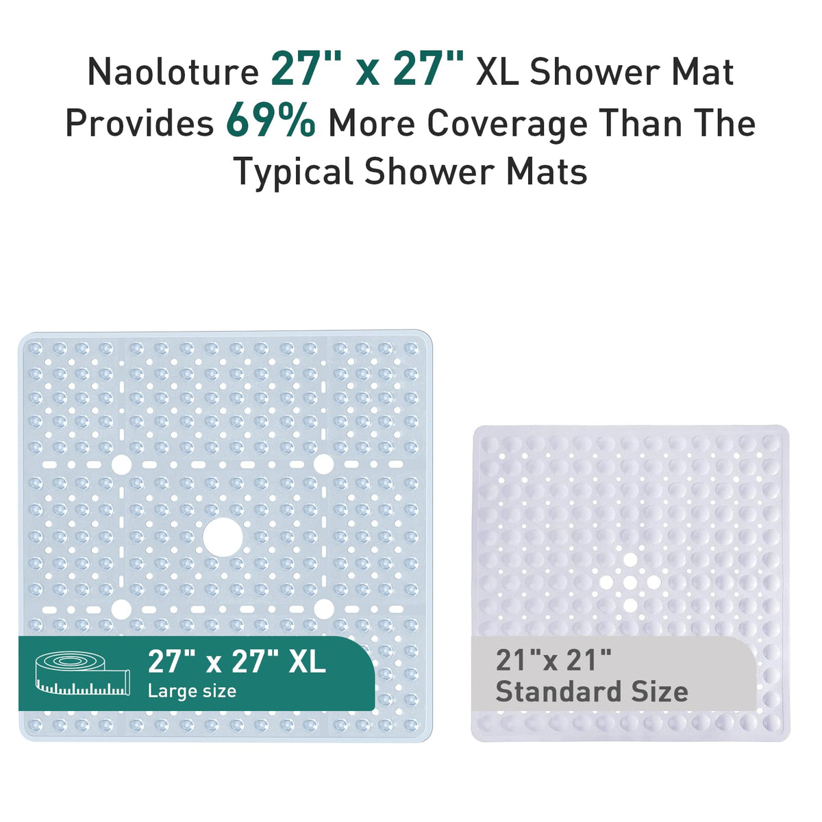 Naoloture bubble texture mat provides comfortable footing in showers