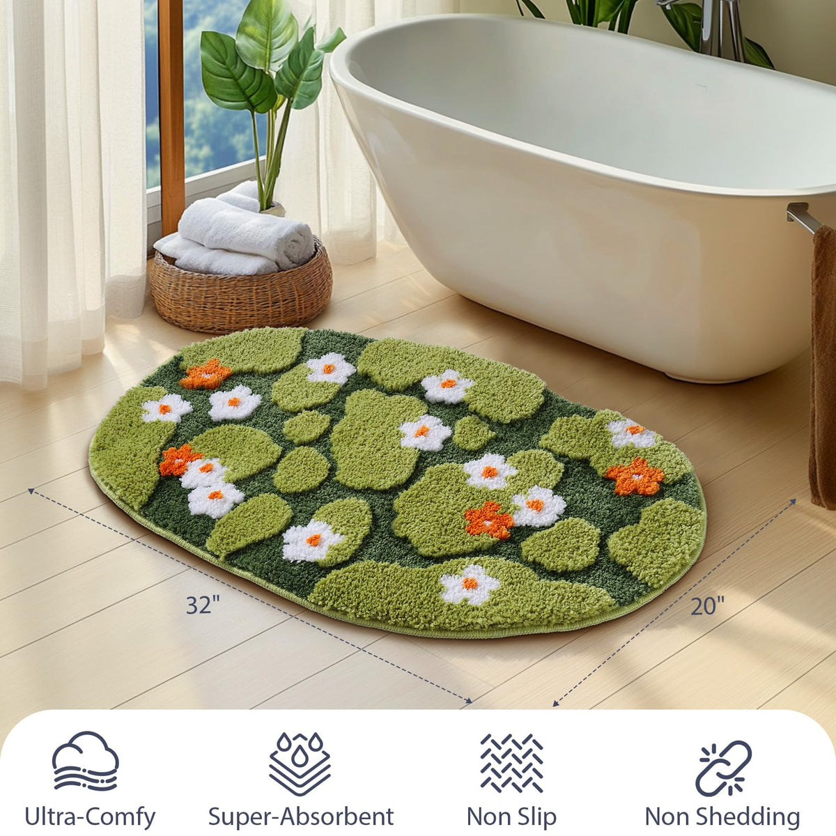 Naoloture ultra thick soft pile bath mat delivers plush comfort underfoot.