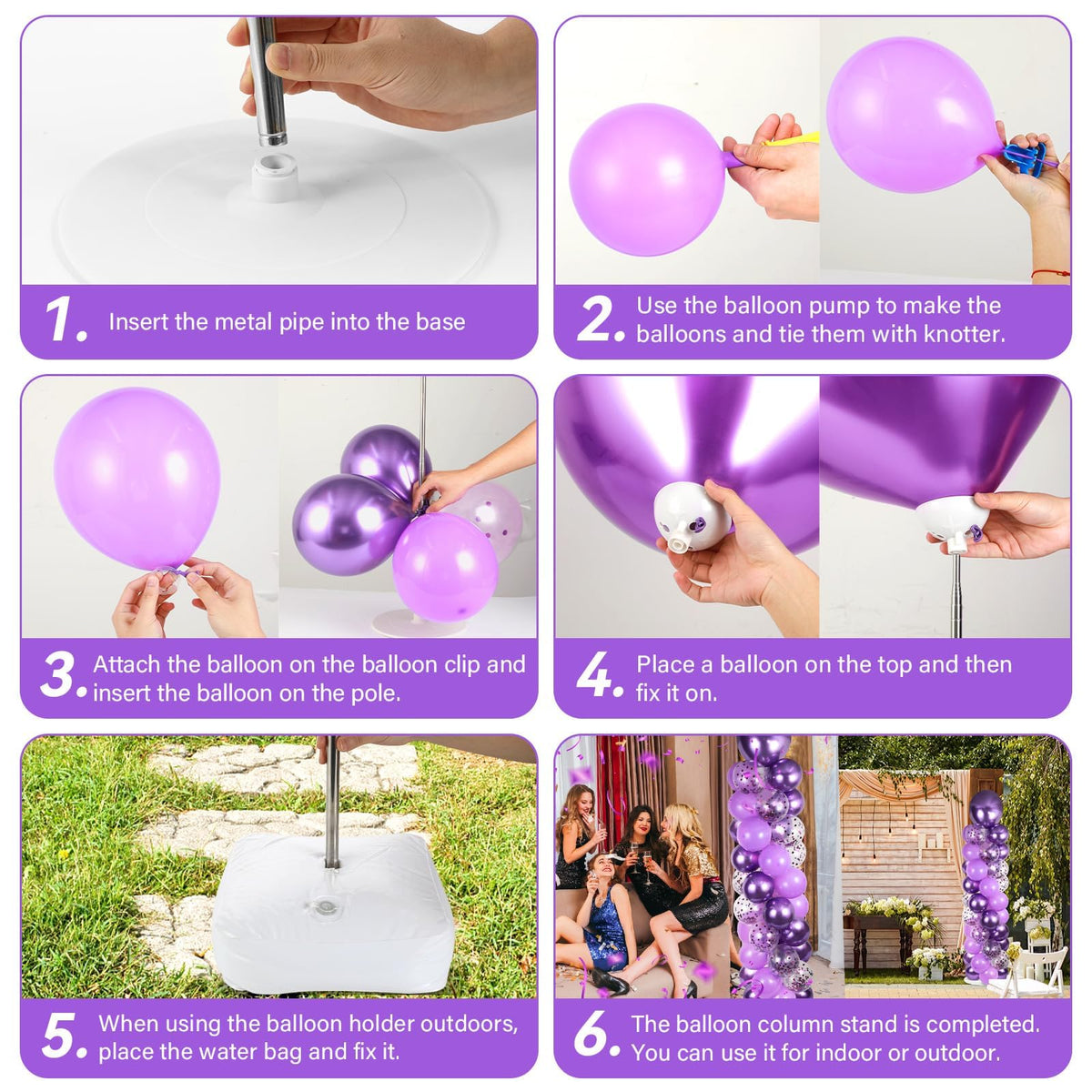 Naozinebi 12-inch transparent purple confetti balloons add sparkle and depth