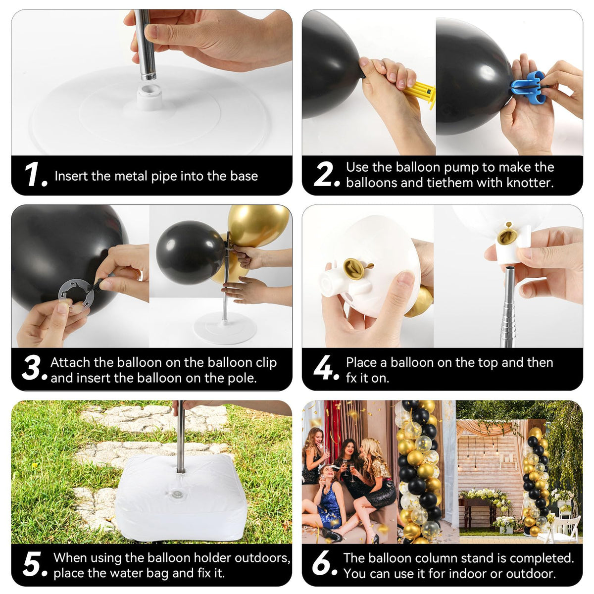 Naozinebi balloon clips and knot tyers simplify secure setup.
