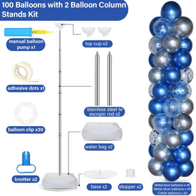 Naozinebi balloon column stand with silver accents for festive graduations and anniversaries.