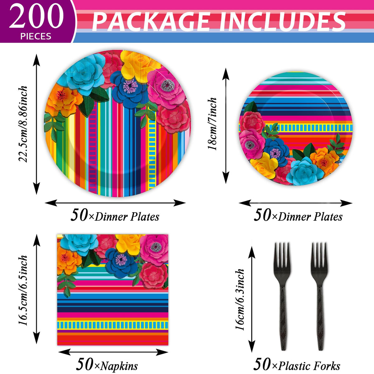 Naozinebi Mexican Fiesta dessert plates add color to cake moments