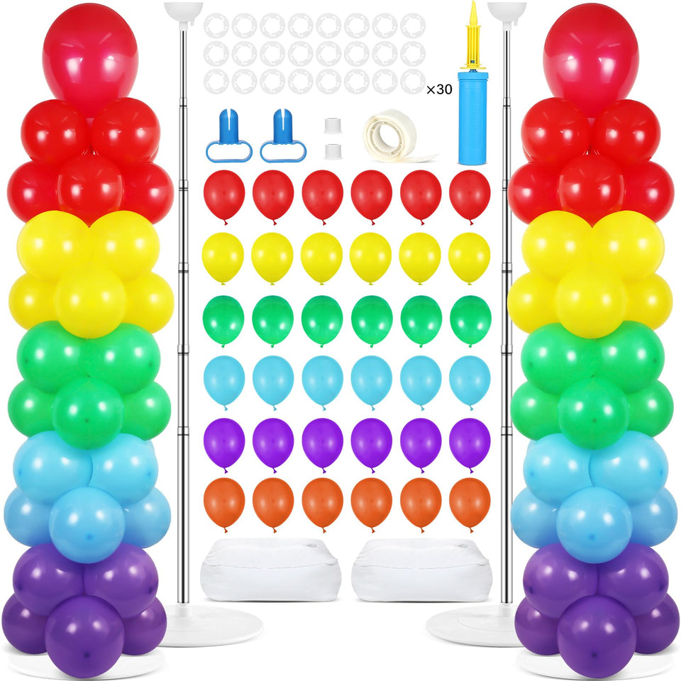 Naozinebi rainbow balloon column stand kit with adjustable height for versatile celebrations.