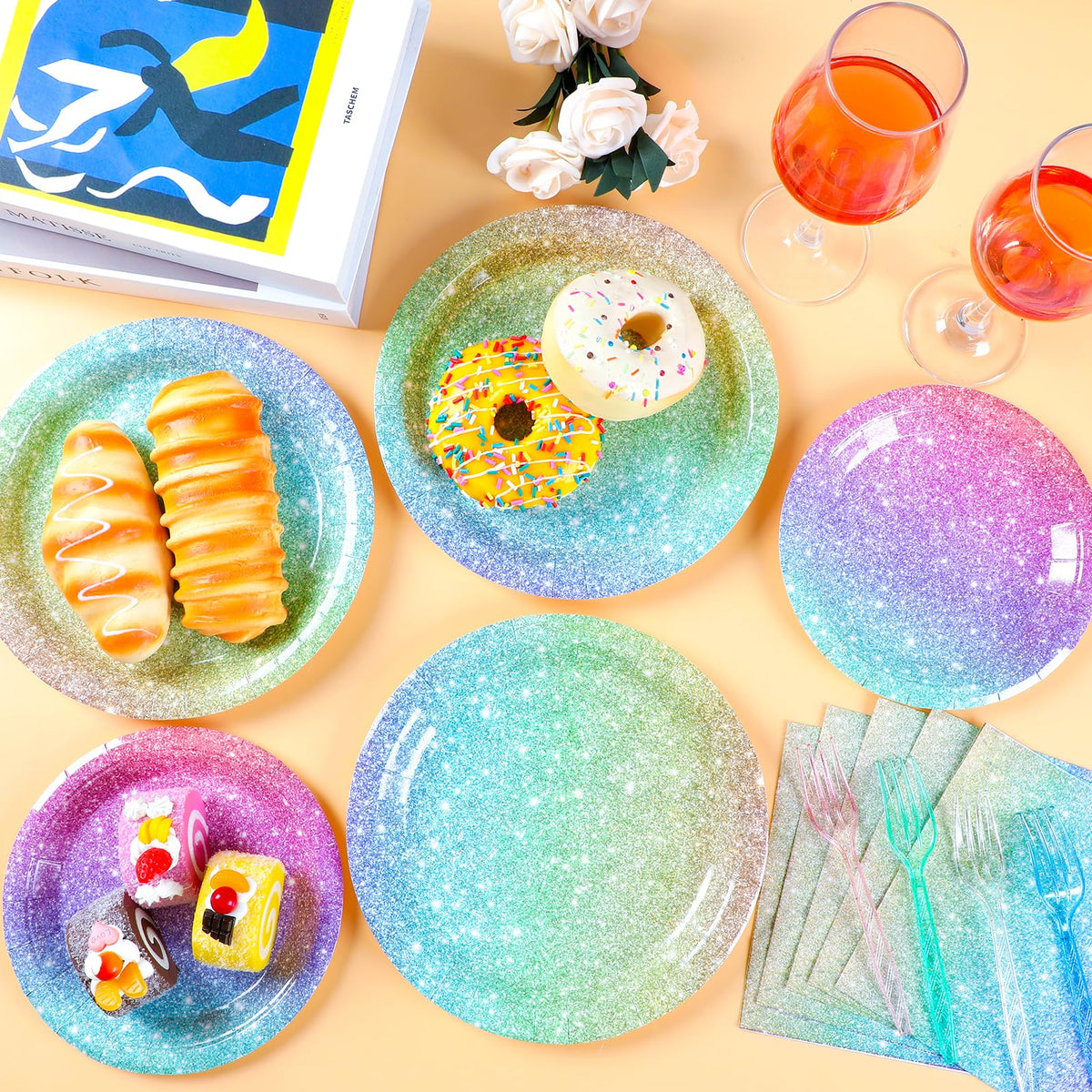Naozinebi rainbow party decorations for indoor or outdoor celebrations