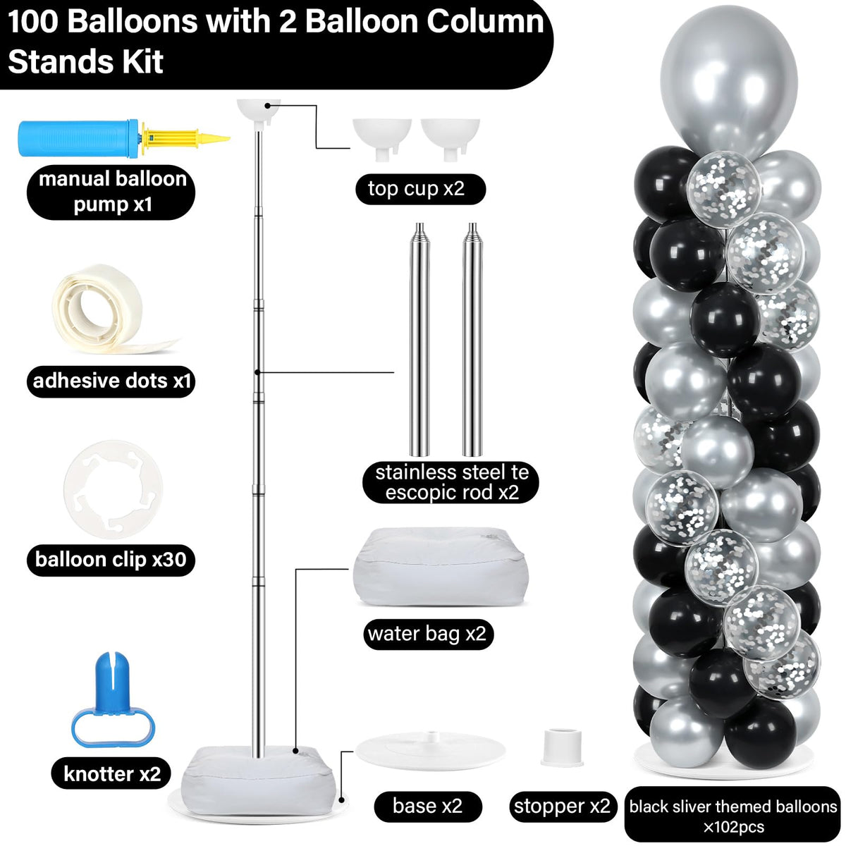 Naozinebi stainless steel telescopic pole adjusts height for your display.