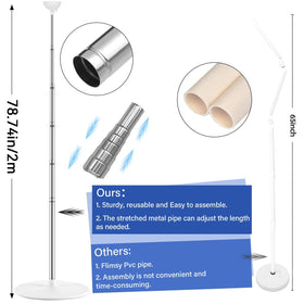 Naozinebi stainless steel telescoping pole shown extended for adjustable height options.